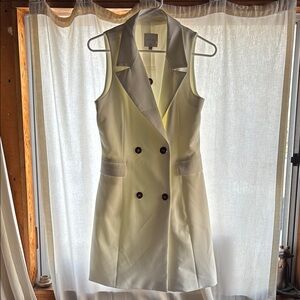 White Sleeveless Blazer Dress